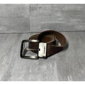 Oakley Belt Mens Brown Leather Metal Buckle Casual Streetwear Skate Surf Outdoor